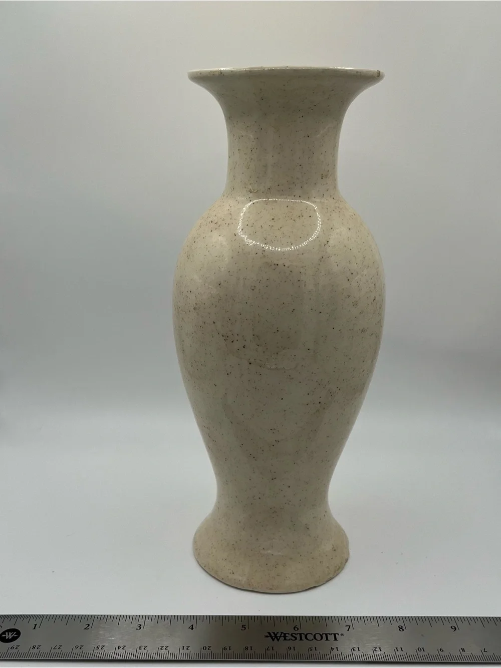 Vintage Japanese Ceramic Baluster Cream Floral Vase 10x3.5”